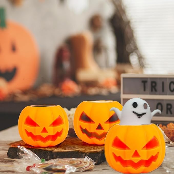 3 PCS Spooky Pumpkin Squeeze Toys - Halloween Fidget Toy for Stress Relief - Cute and Portable Squeeze Toy for Kids and Adults