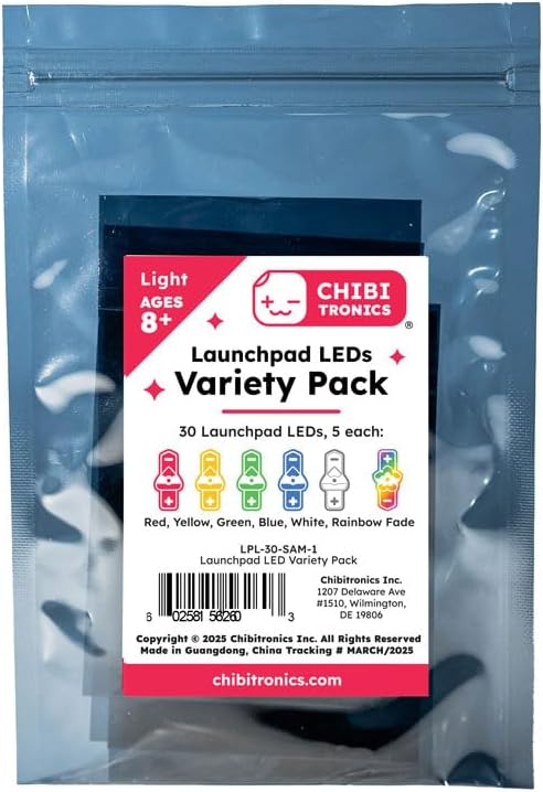 Launchpad LEDs Variety Pack (6 Colors) - Variety Pack, Red, Yellow, Green, White, Blue and Rainbow Fade (Mixed, 30 Pack)