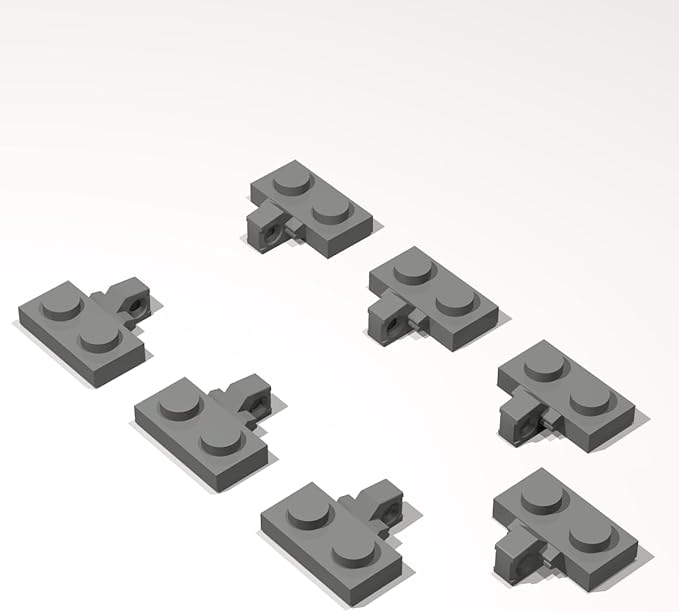 Classic Building Hinge Plate Bulk, 1x2 Locking with 1 Finger on Side with Groove 50 Piece, Compatible with Lego Parts and Pieces: (Color:Dark Gray)