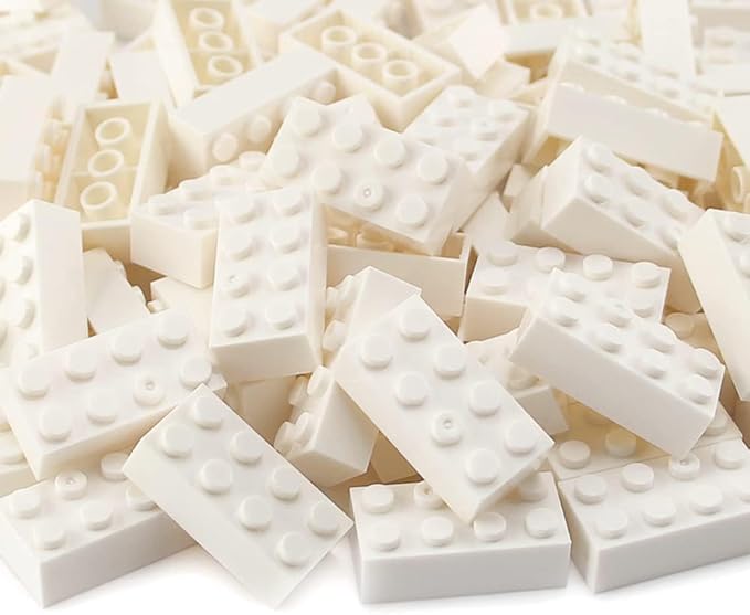 500 Piece White 2x4 Bricks Bulk, Classic Building Block Flat, Compatible with Lego Parts and Pieces, MOC Building Bricks DIY Play Set for Kids Age 6+
