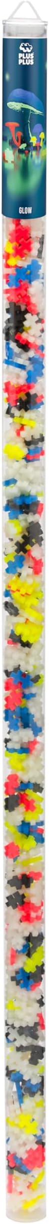 Plus Plus 500 Piece Super Tube, Interlocking Building Block 3D Puzzle Kit, Kids Stem Connecting Toys - Glowing Color Mix