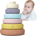Tudou 6 PCS Baby Girl Stacking & Nesting Toys, Soft Stacking Blocks Ring Stacker, Baby Sensory Teethers with Letter, Animal and Shape, Early Learning Toys for Babies & Toddlers 6 Months