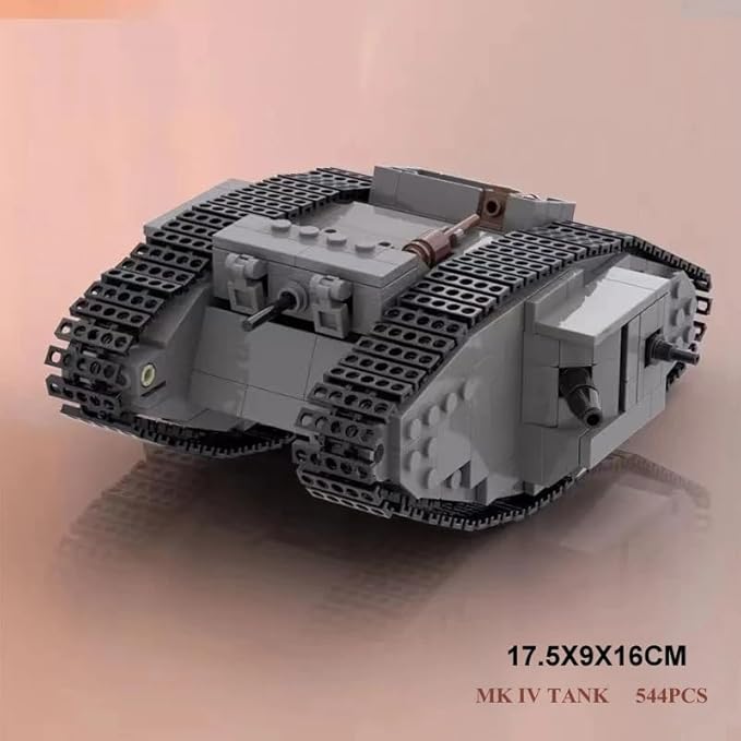 Generic WW1 Military MK Ⅳ Battle Tank Building Blocks Model Educational WW1 Weapon Heavy Black Tank Bricks Toys for Boy Gifts （544 Pieces） Ages 15 and Up T-02 MKⅣ- Wtih Original Box
