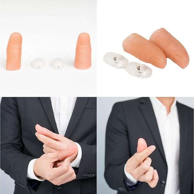 Neliky Magic Tricks Kit Including 6 Classic Tricks - Bite Coin, Color Change Silk, Disappearing Silk Fake Thumb,Magic Ring Chains,Magic Light Up Finger Thumb, Autorotation Rotating Nut