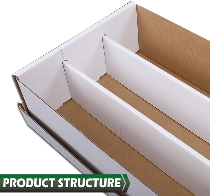 GRAND ORANGE 3Row 3000 Count Trading Card Storage Box Corrugated Cardboard Trading Card Coin Slabs Storage Box White Divider
