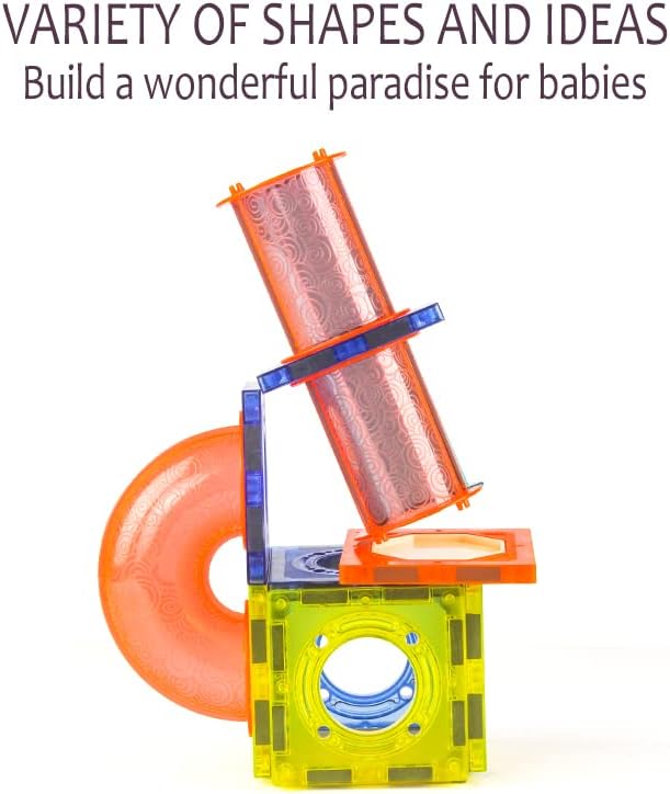 UNIQUE KIDS Magnetic Tiles Building Blocks with Marble Run STEM Toys STEAM Toys for Kids Ages 3-10+Year Old Boys Girls Best Christmas Birthday Gift (110 pcs)