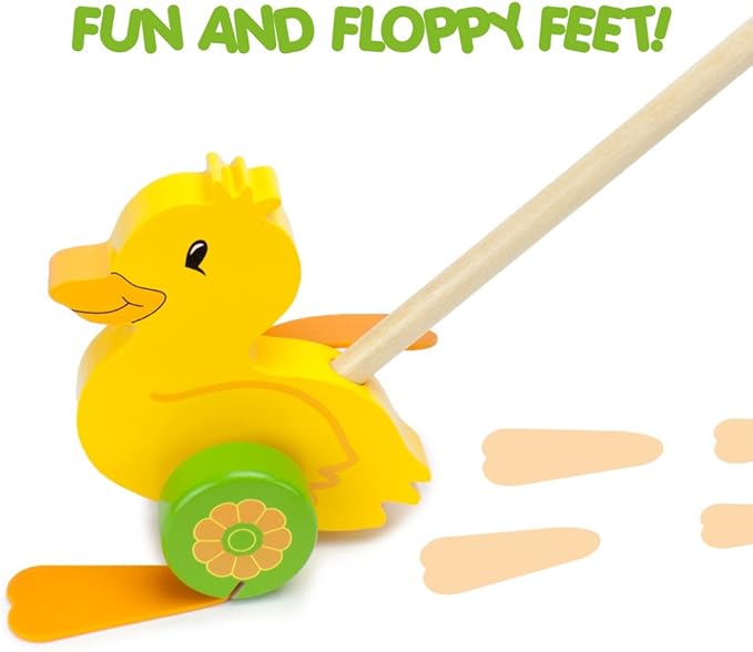 Wooden Wonders Push-n-Pull Waddling Duckling with Rubber Feet by Imagination Generation