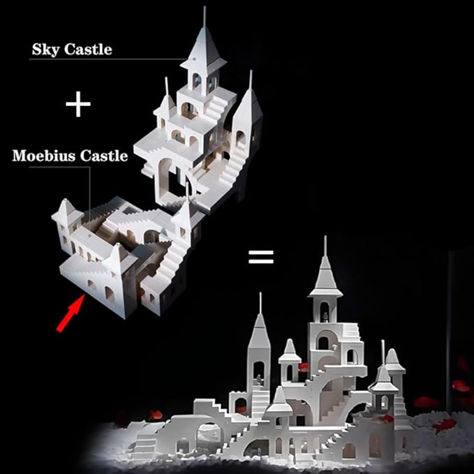 AIYIMUSIDEEN White Moebius Castle Building Block，Architecture Building Blocks Suitable for Adults