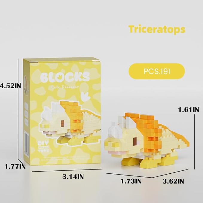 Triceratops Cute Dinosaur Animals Creature Building Toy Blocks Ancient Creatures Life Mini Bricks Micro Building Toys
