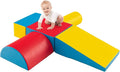 HONEY JOY 5-Piece Climb and Crawl Playset, Soft Climbing Foam Block Activity Play Structure Gym Equipment for Infant Baby, Color Coordination, Waterproof Indoor Climbing Toys for Toddlers (Red)