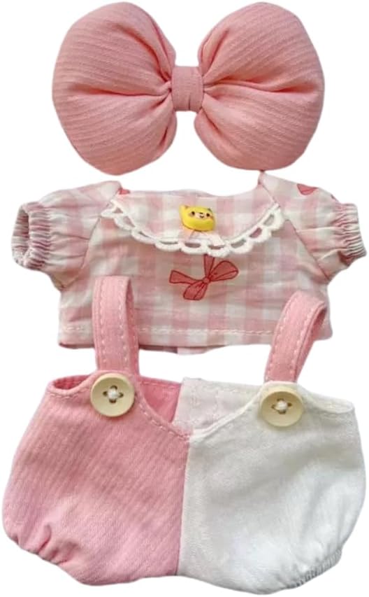 Luxury Chic Doll Clothes Set with Elegant Dress, Shirt, Bow & Necklace - Premium Outfit for Dress Up, Collecting & Gift Giving - Perfect for Kids, Doll Collectors & 18 Dolls (4-17cm)