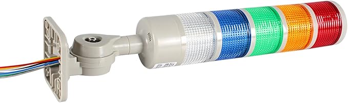 Signal Tower Stack Lights - Industrial Warning Lights with Rotatable Base, Steady/Flashing Switch, 110V/220V AC (5-Layer, Buzzer)