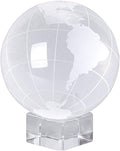 OwnMy 80mm World Globe Crystal Ball Glass Sphere Display Globe Paperweight Healing Meditation Ball with Clear Stand for Creative Gift
