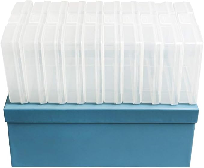 novelinks Photo Case 4" x 6" Photo Storage Box - 10 Inner Picture Storage Container Photo Organizer Case Picture Box Storage Photo Craft Keeper (Sky Blue)