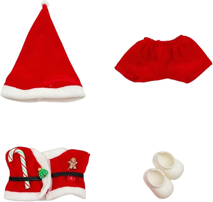 Doll Outfit Clothes Set for 17cm Dolls, Cute Dolls Accessories, Premium Fashion Hat Overalls Sweater Bag Dress Jumpsuit, Christmas Set, NO Doll.(Christmas B4)