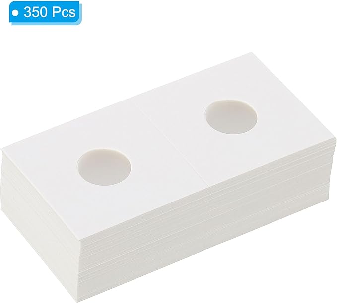 PATIKIL 2x2 Coin Flips, 350 Pack 17.5mm Cardboard Coin Holder Paper Coin Holders for Coin Collection Supplies Collector, White