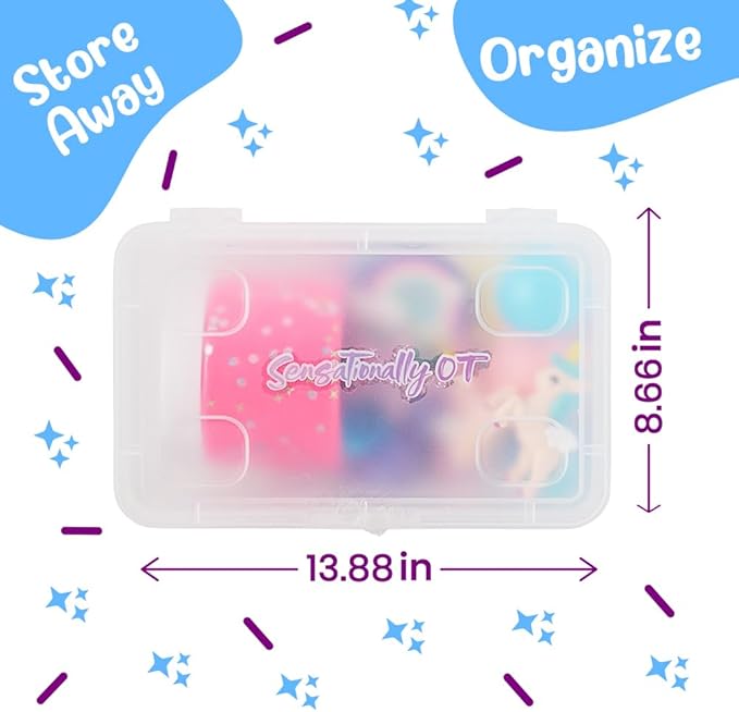 Senationally OT - 2025 Edition - Mini Unicorn Sensory Dough Kit -1 Jar Magic Dough, Sensory Bin for Toddlers & Scooper-Count Sparkly Pom-Poms, Bring Unicorns to Life in a Magical Fairytale