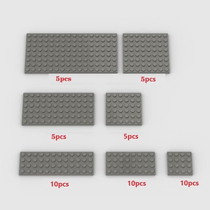 50pcs Dark Gray Bulk Plates, Compatible with Lego, Building Bricks, 6+ Years