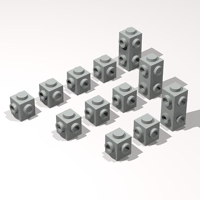 Classic Building Brick Bulk, 1x1 with Studs on 2 Sides Adjacent 120 Piece, Compatible with Lego Parts and Pieces: (Color:Light Gray)
