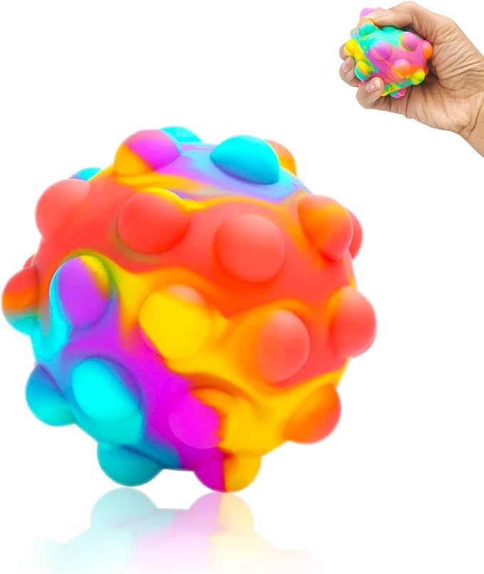 RadBizz Push Pop Bubble Fidget Sensory Toy Ball - for Autism, Stress, Anxiety - Kids and Adults (Multicolor Ball)