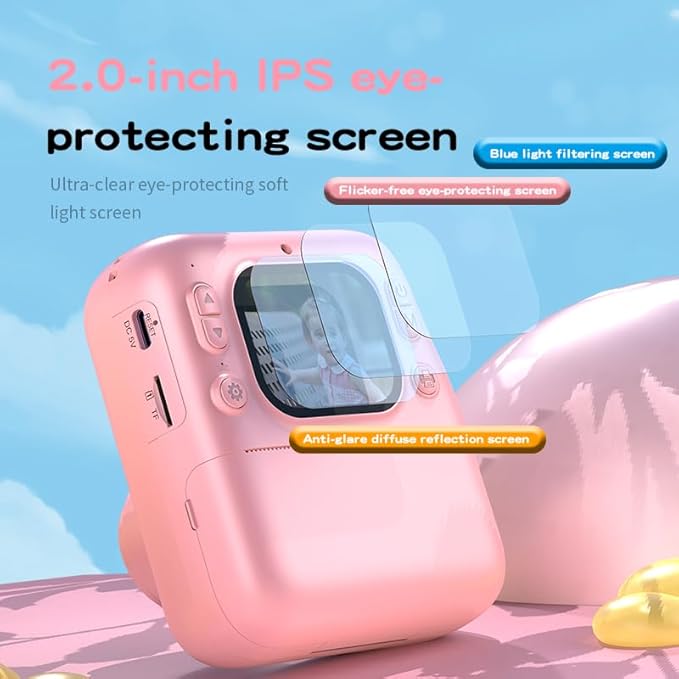 Kids Instant Print Camera, 1080P HD Kids Camera Instant Print, Includes 32GB SD Card, Adapter & 4 Zink Paper Rolls, Best Christmas or Birthday Gift for Girls Boys Age 3-12（Pink）