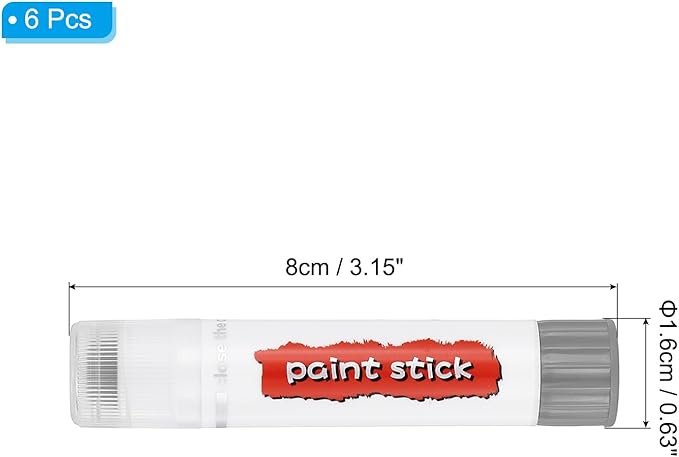 PATIKIL Tempera Paint Sticks, 6 Pcs Solid Tempera Paints Sticks Washable Bulk Markers Pen Quick Drying for Artists Beginners Art Supplies, Gray
