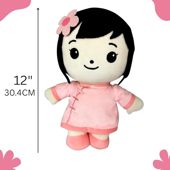 Asian Baby Doll – 12” Asian Plush Doll for Girls, Soft Cuddly Birthday Gift for Girls Ages 3+