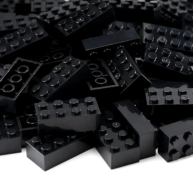 Feleph 100pcs 2x4 Bricks Black Pieces Parts Classic Building Creative Play Blocks Set Parts Toy Accessories Compatible with 3001 Major Brick Brands