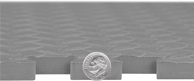 IncStores 1/2 Inch Thick Diamond Soft Foam Flooring Tiles | High-Density Interlocking Foam Tiles for Rugged Style in Your Home Gym, Playroom, and More | Grey, 6 Tiles