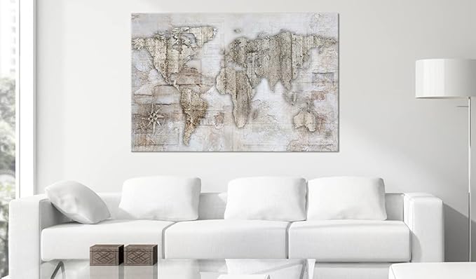 artgeist Pinboard World Map 35x24 in - Cork Board & Canvas Print Wall Art 1 pcs Memoboard with 50 Pins Noticeboard Message Board Image Picture Home Decor Travel Map k-A-0502-p-a