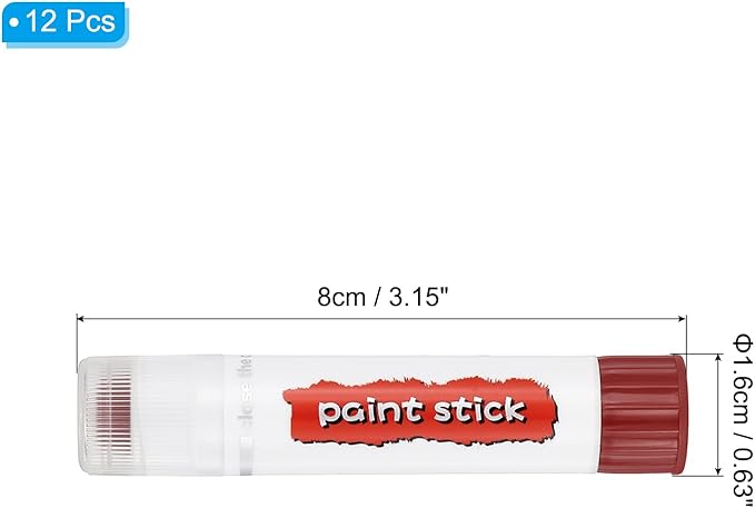 PATIKIL Tempera Paint Sticks, 12 Pcs Solid Tempera Paints Sticks Washable Bulk Markers Pen Quick Drying for Artists Beginners Art Supplies, Brown