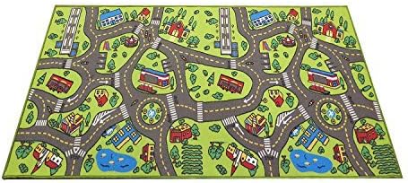 Kids Rug Playmat City Life Great for Playing with Cars and Toys - Play Learn and Have Fun Safely - Educational Road Traffic Play Mat for Bedroom Play Room Game Safe Area (Medium 43" x 26" Inches)