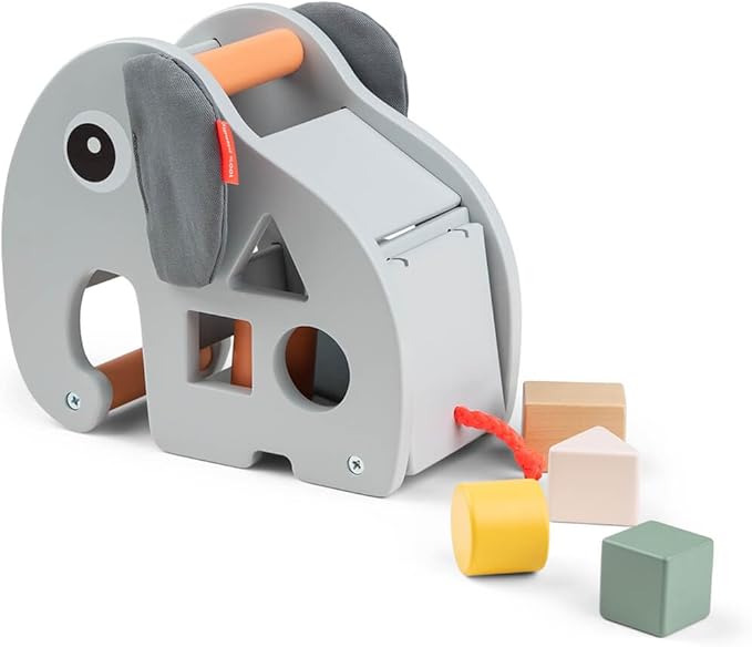 Done by Deer Elphee Sorting Box - Wooden Shape Sorter Toy with Sturdy Handle to take Along - Montessori and Educational Wooden Toy Set - Develop Fine Motor Skills & Learning Shapes in a Fun Way!