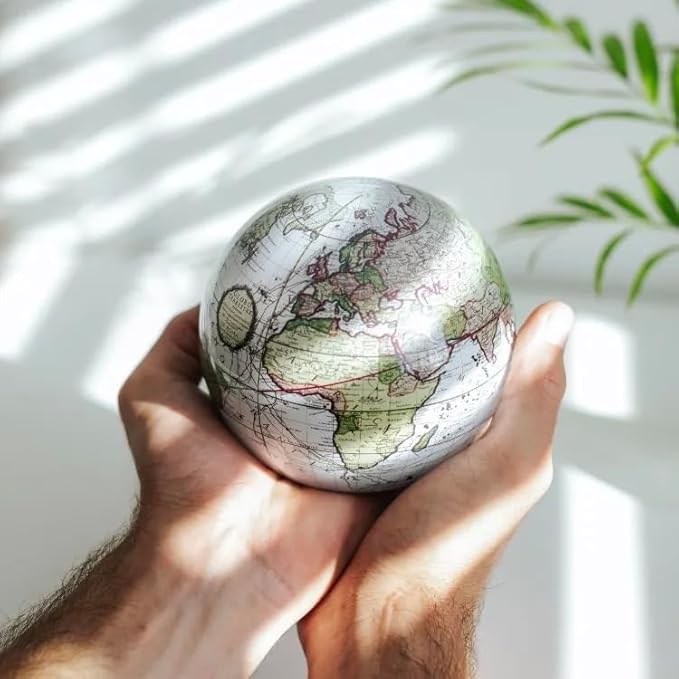 MOVA Globe – Antique Terrestrial White 6” | Solar-Powered Spinning Globe for Desk or Shelf | Vintage Map Decor | No Batteries or Cords