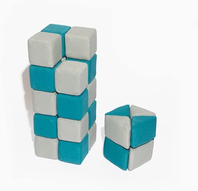 Freshly Picked MagnetBlox Magnetic Construction Blocks for Kids, Standard Set, Blue Gray