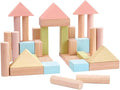 PlanToys 40 Piece Unit Block Building and Construction Block Set (5507) | Pastel Color Collection |Sustainably Made from Rubberwood and Non-Toxic Paints and Dyes