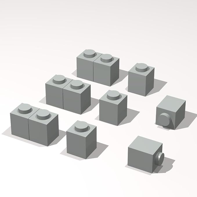 Classic Building Brick Bulk, 1x1 260 Piece, Compatible with Lego Parts and Pieces: (Color:Light Gray)