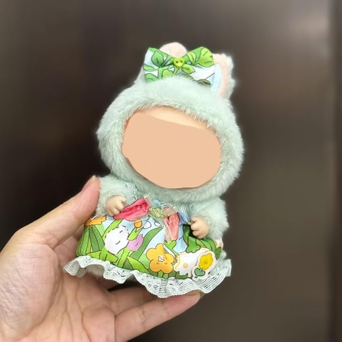 (2 Set) XMBYGY Doll Clothes for Labubu(for 17/15cm Standing/Sitting Doll)(NO Doll) - Accessories Clothes Dress up for Dolls Outfit Included Figures Clothing and Hat for Girl Woman (LB22+LB6)