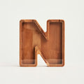 Personalized Wooden Piggy Bank – Custom Letter N Coin Bank in Beech Wood with Clear Acrylic Front, Engraved Name Option, Money Saving Box for Kids and Adults