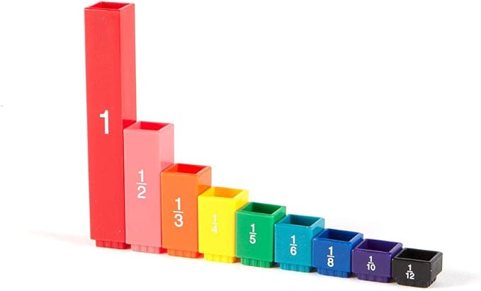 hand2mind Rainbow Fraction Tower Cubes, Fraction Equivalency, Montessori Math Blocks Materials for Kids, Math Manipulatives 4th Grade, Elementary Teacher Must Haves (Set of 51)