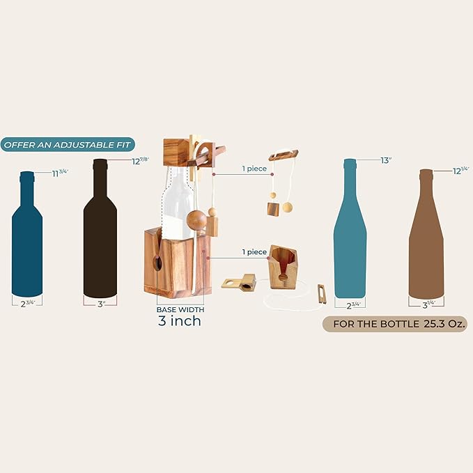 BSIRI Think for Bottle Puzzle - Challenging Brain Teaser and Bottle Holder Game, Functional Bottle Storage, Ideal Bottle Lover Gifts, Fun Gifts, Games, and Romantic Farmhouse Decor