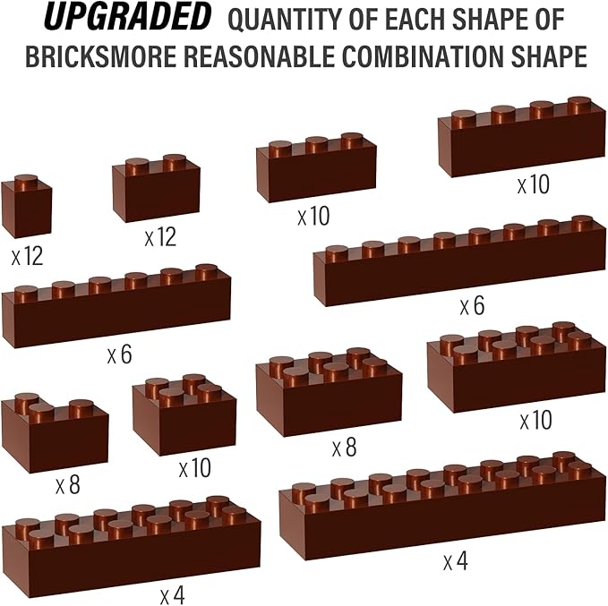 100 Piece Brown Bricks Bulk, 12 Size Brown Classic Building Blocks Bricks, Compatible with Lego Parts and Pieces(Color: Brown)