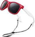 RIVBOS Kids Sunglasses Polarized UV Protection Flexible Rubber Glasses Shades with Strap for Boys Girls RBK004