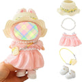 Clothes for Dolls Accessories, Outfit Set 5 Pieces Gauze Dress for 15cm 17cm Doll (No Doll), Romantic Hat Skirt Shoes Doll Clothing Set Replacement Pink