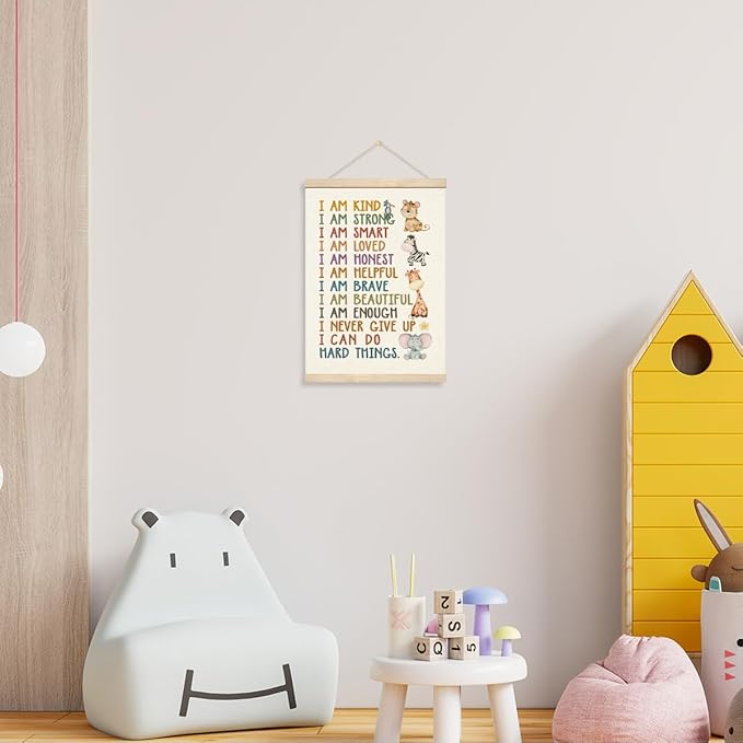Positive Affirmations Banner, Canvas Wall Art, Inspirational Wall Hanging Poster, Mental Health Decors, Therapy Canvas Poster, Inspirational Hanging Decor for Classroom Home Bedroom 11.8x15.7 Inches
