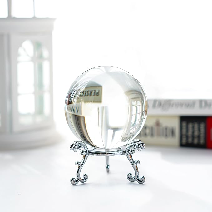 ZEERSHEE 60mm Sparkling Clear Crystal Ball with Stand Handcrafted Photography Prop for Magical Shots Elegant Home & Party Decor for Women