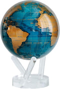 MOVA Blue and Gold Solar-Powered Rotating Globe 8.5” | Desk Decor with Stand | No Batteries Needed | Modern Map Accent for Home or Office