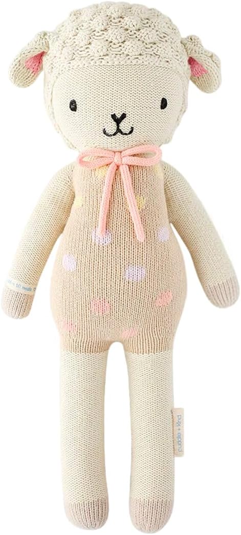 cuddle + kind Pastel Lucy The Lamb Little 13" Hand-Knit Doll – 1 Doll = 10 Meals, Fair Trade, Heirloom Quality, Handcrafted in Peru, 100% Cotton Yarn