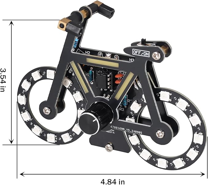 LED Bike Soldering Practice Kit, ICSTATION Knob Control Bicycle Soldering Project With 5 Lighting Modes DIY Bike Kit With LED Filament Brightness Adjustable for Students Education Halloween Present