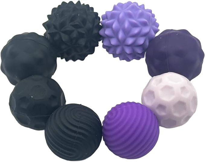 Fidget Toys for Adults and Kids- 8 Pack Magnetic Balls Sensory Toys for Anxiety ADHD Autism Relief - Silent Stress Balls with Case - Desk Toys for Focus (Black N Purple)